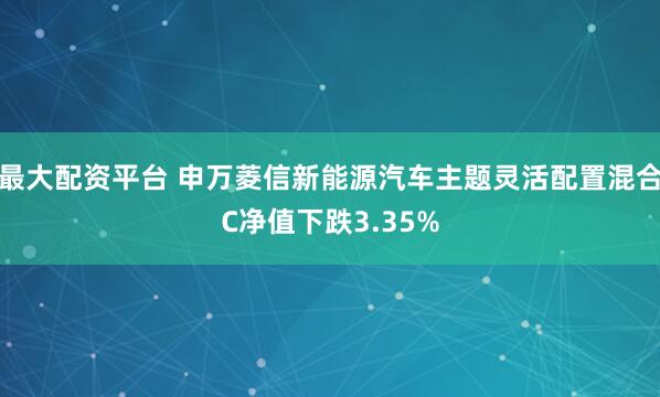 最大配资平台 申万菱信新能源汽车主题灵活配置混合C净值下跌3.35%